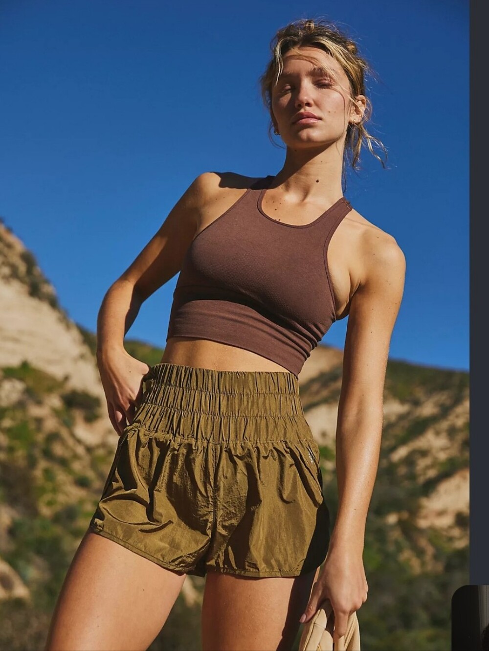 Fp Movement Way Home High-Waist Smocked Olive Green Women’s Shorts S